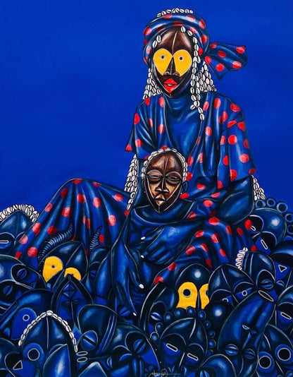 OBOU GBAIS | La mère bleue, 2022 | Akrilas, popierius, 140x100 (143x103)