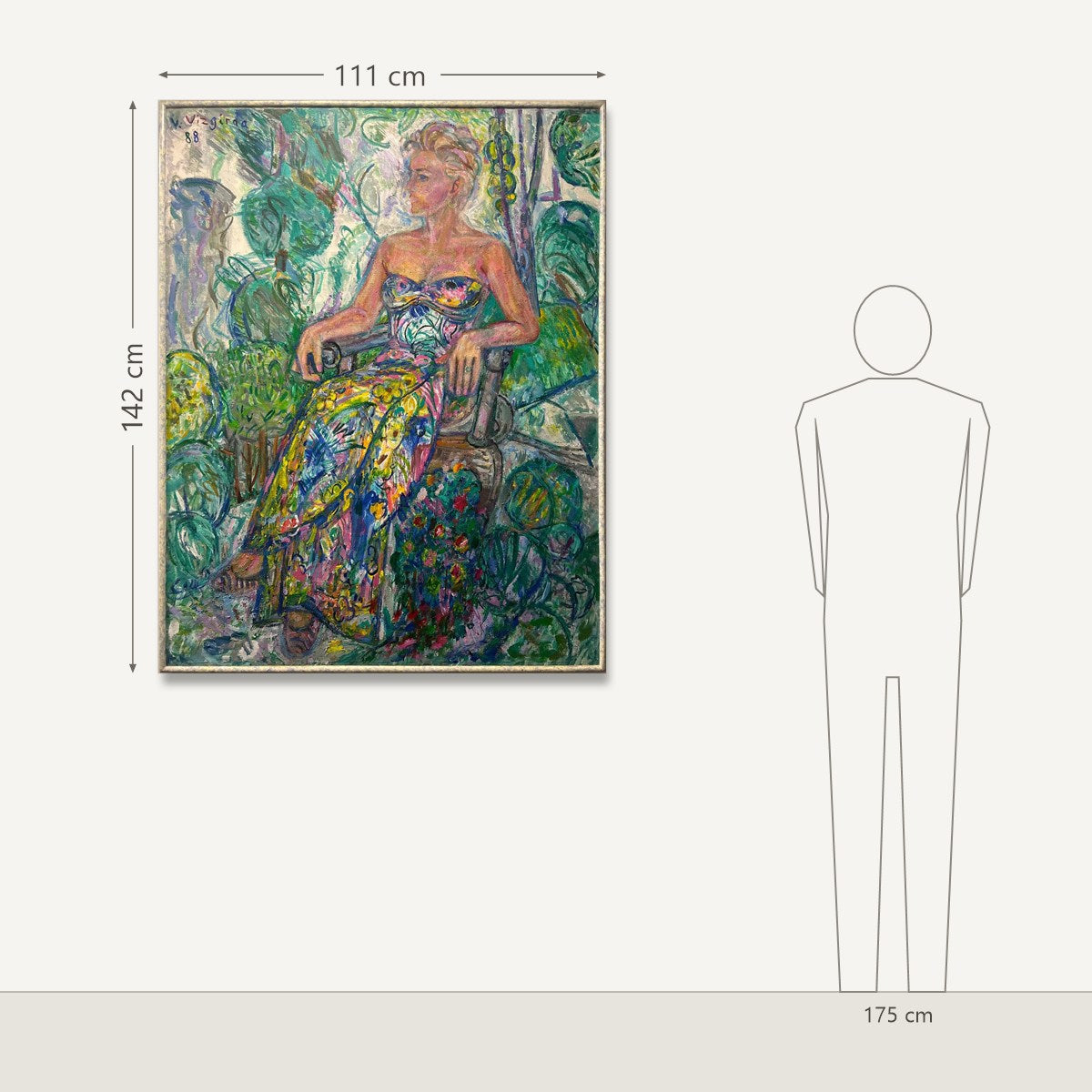 Viktoras Vizgirda – Portrait of Marija Kazlauskas (1924–2019): dydis šalia 175 cm žmogaus