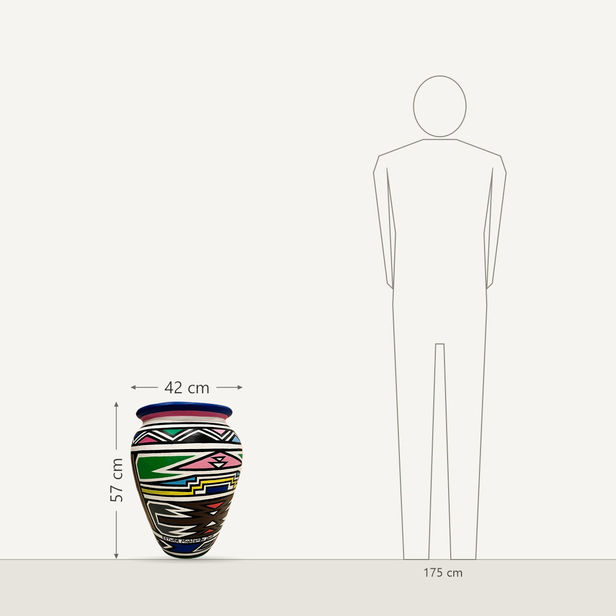 Esther Mahlangu – Ndebele Design: dydis šalia 175 cm žmogaus