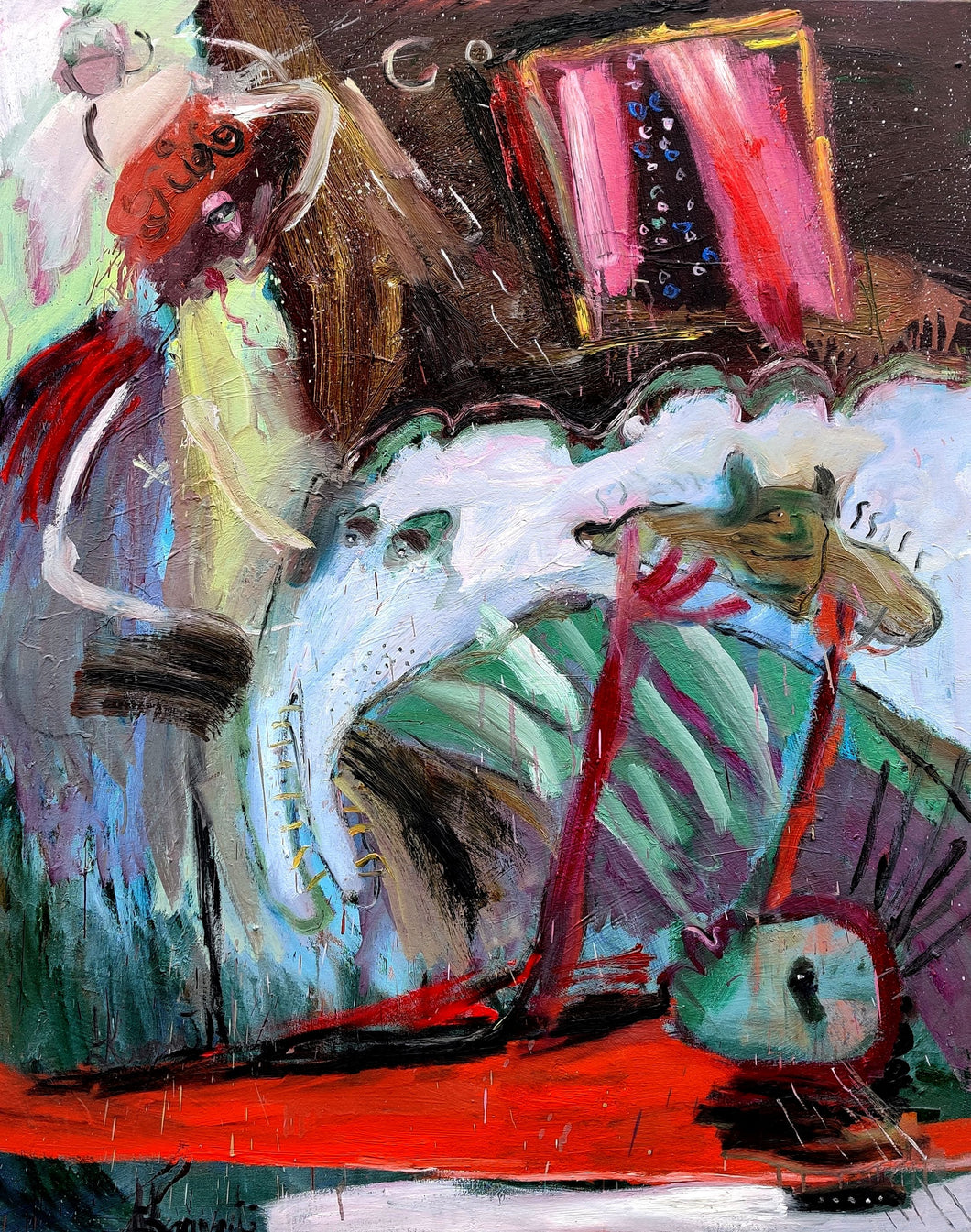 Adelė Liepa Kaunaitė<br>Giliuko viduje, 2023<br>Drobė, aliejus, 125x100