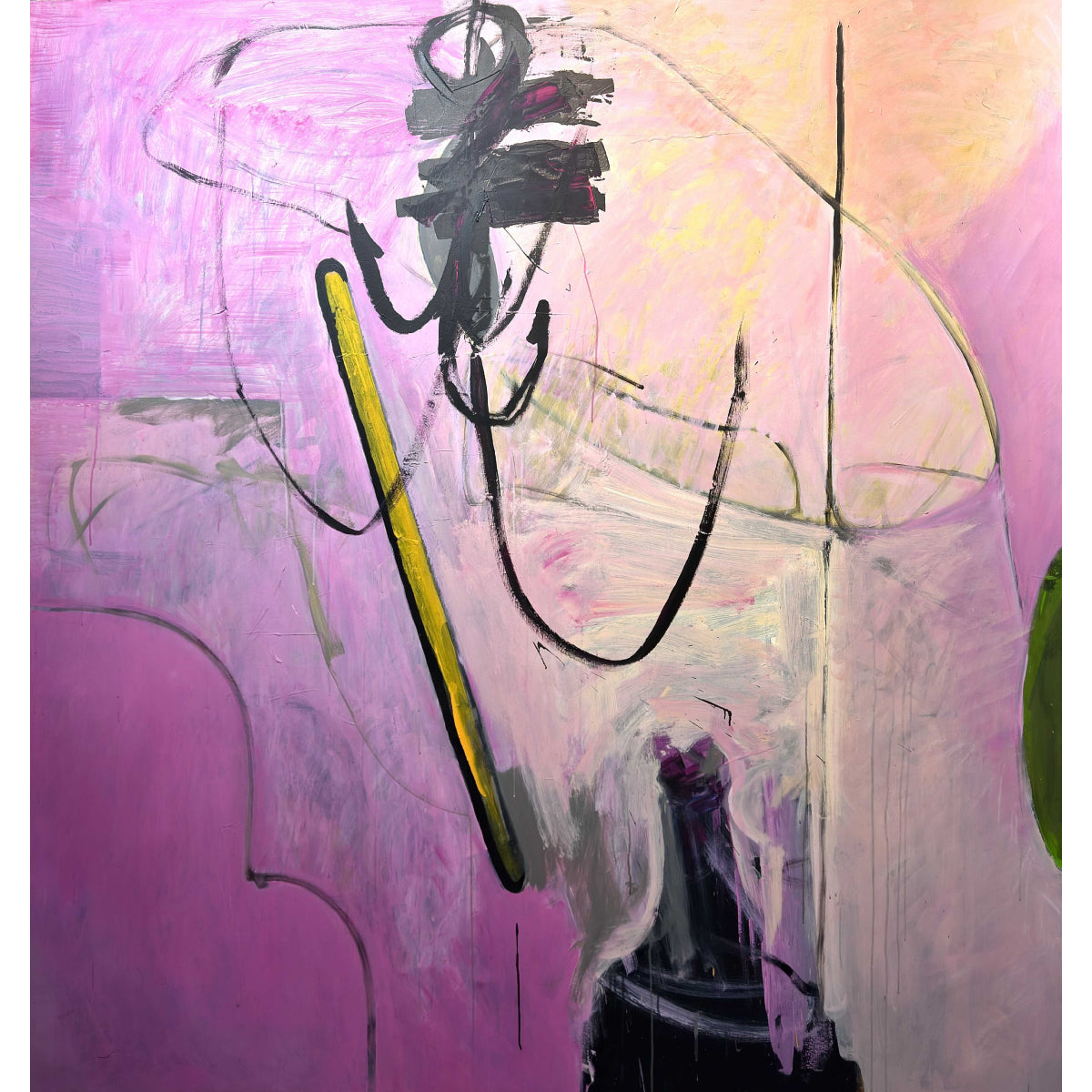 Vytautas Dubauskas | Pusė butelio, lazda ir inkaras, 2008 | Drobė, akrilas, 200x190