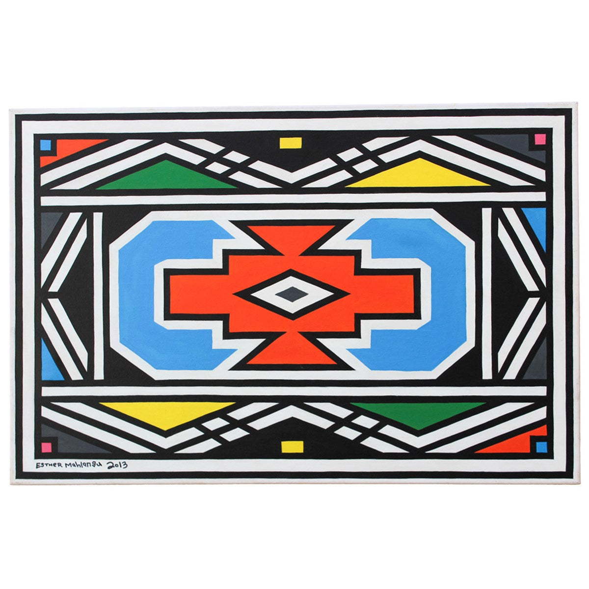 Esther Mahlangu – Ndebele Pattern, 2013, acrylic on canvas, 60x90 cm
