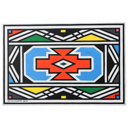 Esther Mahlangu – Ndebele Pattern, 2013, acrylic on canvas, 60x90 cm