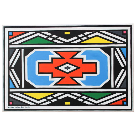 Esther Mahlangu – Ndebele Pattern, 2013, acrylic on canvas, 60x90 cm