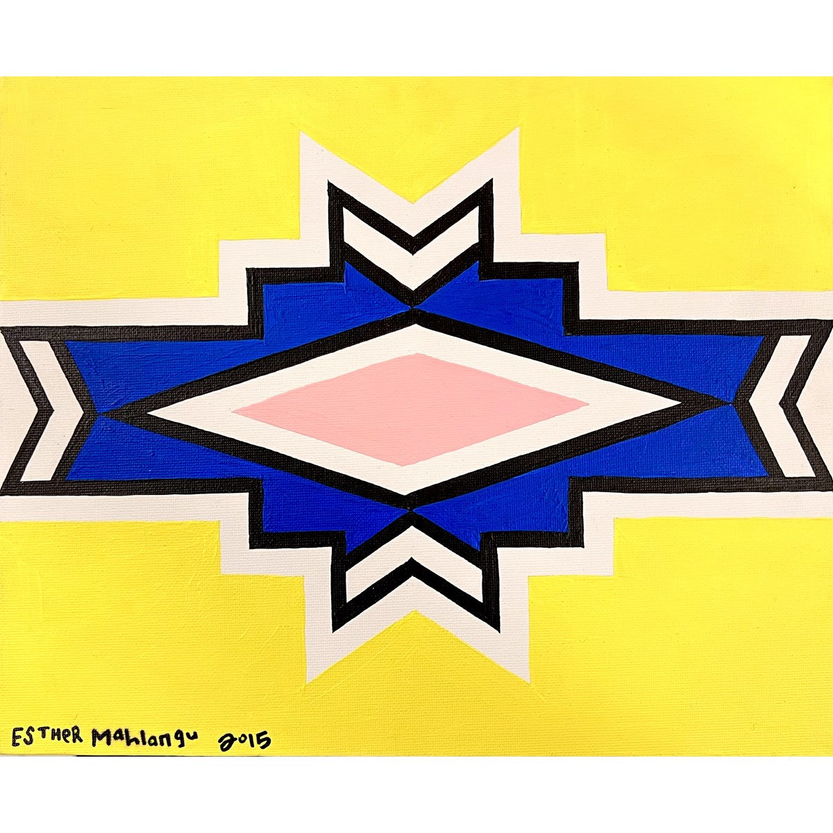 Esther Mahlangu – Ndebele Pattern, 2015, acrylic on canvas board, 25x30 cm