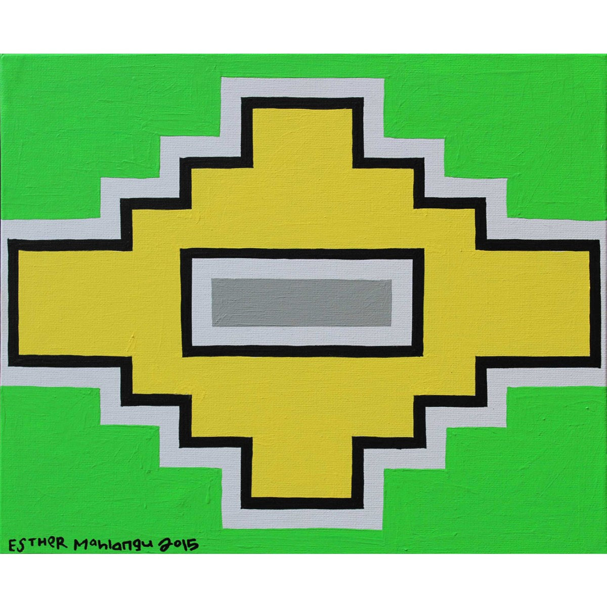 Esther Mahlangu – Ndebele Pattern, 2015, acrylic on canvas board, 25x30 cm