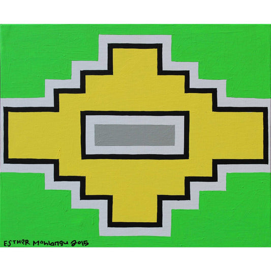 Esther Mahlangu – Ndebele Pattern, 2015, acrylic on canvas board, 25x30 cm