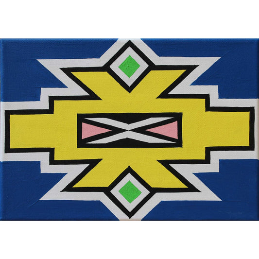 Esther Mahlangu – Ndebele Pattern, 2016, acrylic on canvas, 21x29.5 cm