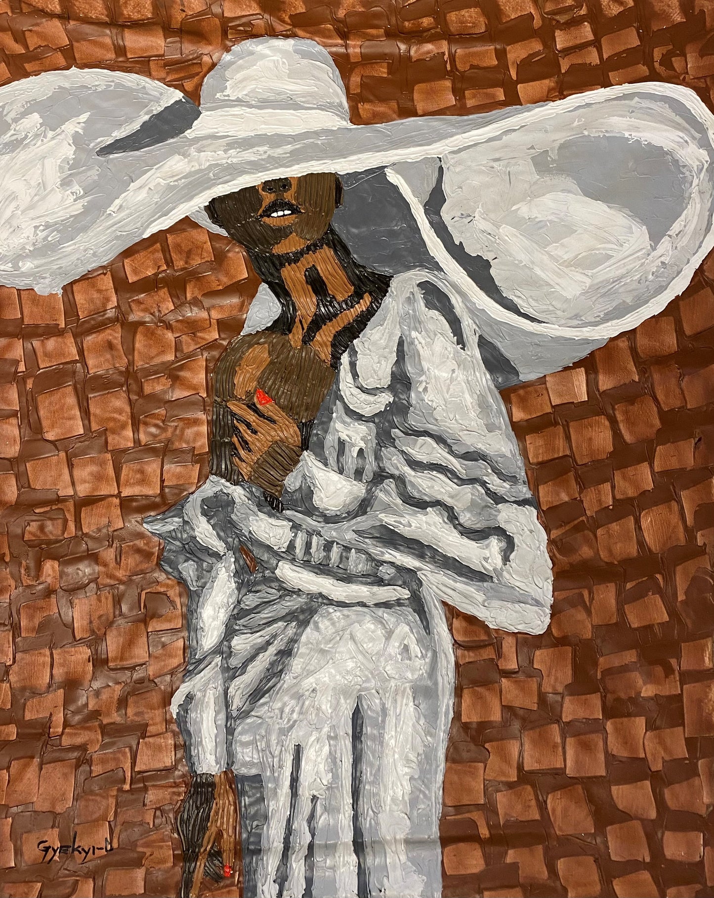 Daniel Gyekyi Gyan (Ghana) | White Hat, 2023 | Canvas, acrylic, 125×100