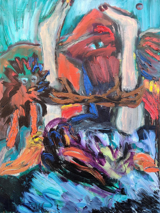 Adelė Liepa Kaunaitė | Upside Down and Hedgehog, 2022 | Canvas, oil, 80x60