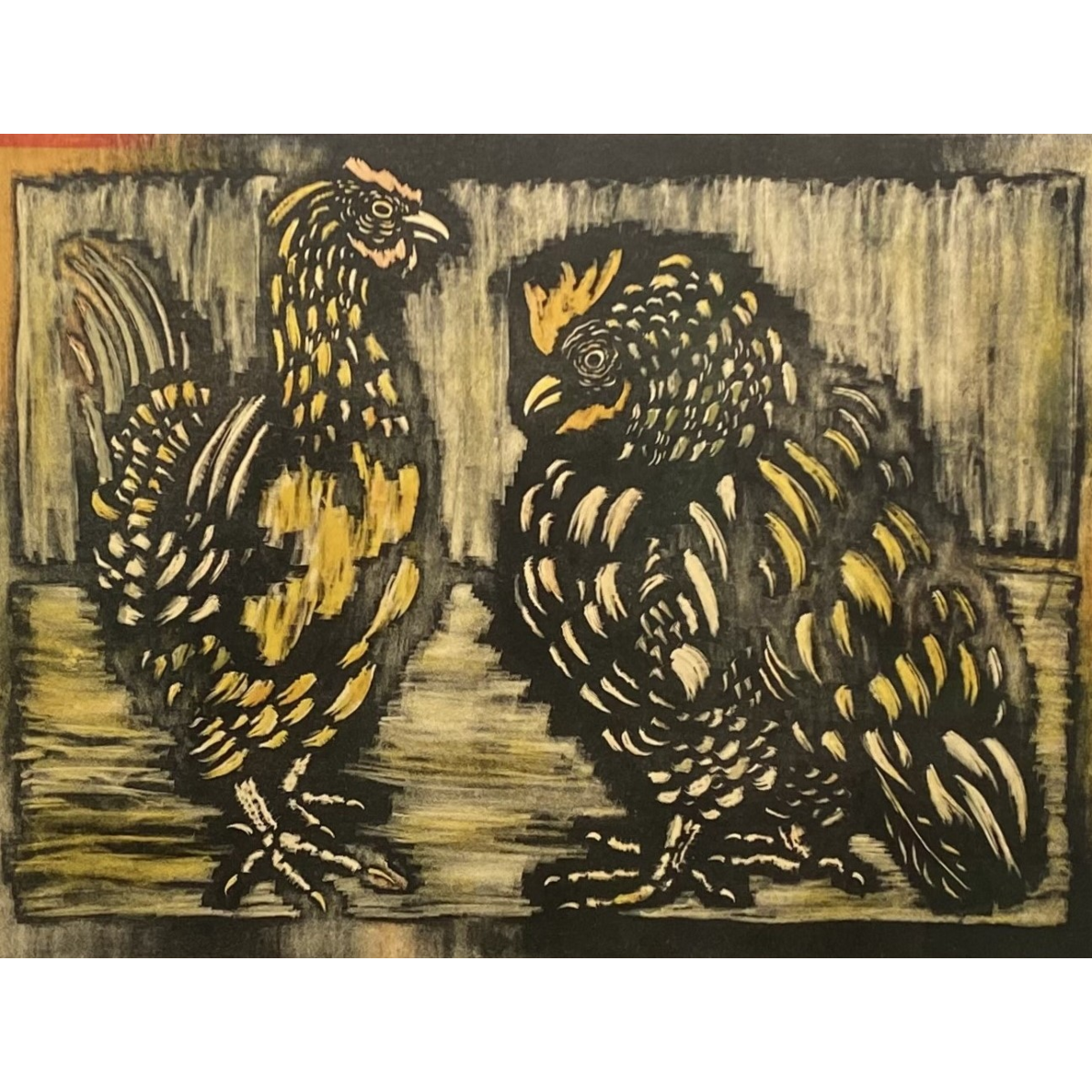 Vytautas Kasiulis | Rooster and Hen | Lithography, 42x57 (66x77)