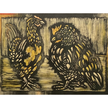 Vytautas Kasiulis | Rooster and Hen | Lithography, 42x57 (66x77)