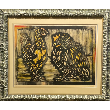 Vytautas Kasiulis | Rooster and Hen | Lithography, 42x57 (66x77)
