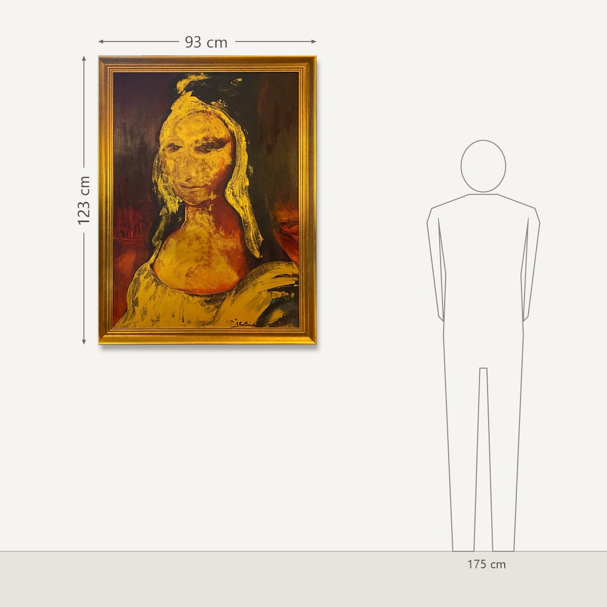 Linas Cicėnas-CICA – Mona Lisa in Blur: dydis šalia 175 cm žmogaus