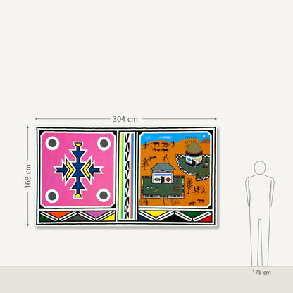 Esther Mahlangu – Ndebele Pattern & Dwelling: dydis šalia 175 cm žmogaus