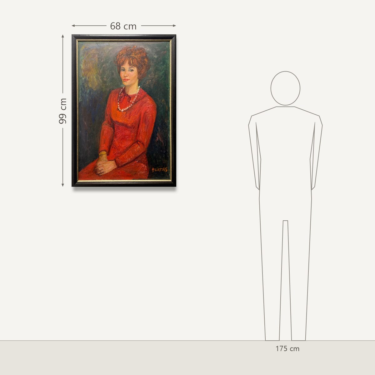 Arbit Blatas – Portrait of a Woman Red Dress: dydis šalia 175 cm žmogaus