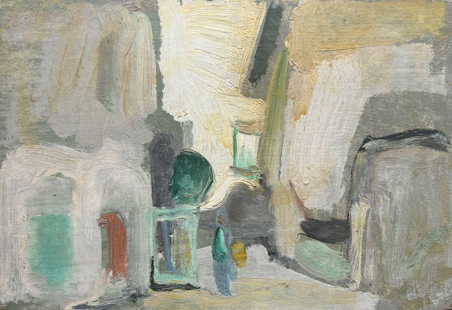 Moshe Rosenthalis | Kompozicija su figūra | Aliejus, kartonas, 17x25 (23x31)