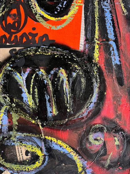 Aboudia | Be pav., 2023 | Akrilas, koliažas, kartonas, 58x41 (65,5x48,5)