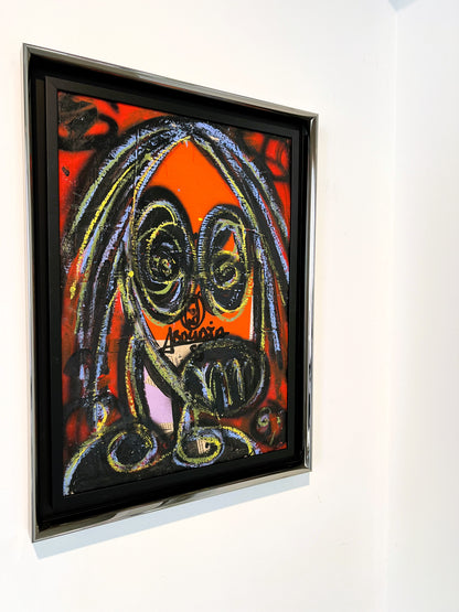 Aboudia | Be pav., 2023 | Akrilas, koliažas, kartonas, 58x41 (65,5x48,5)