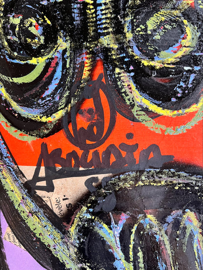 Aboudia | Be pav., 2023 | Akrilas, koliažas, kartonas, 58x41 (65,5x48,5)