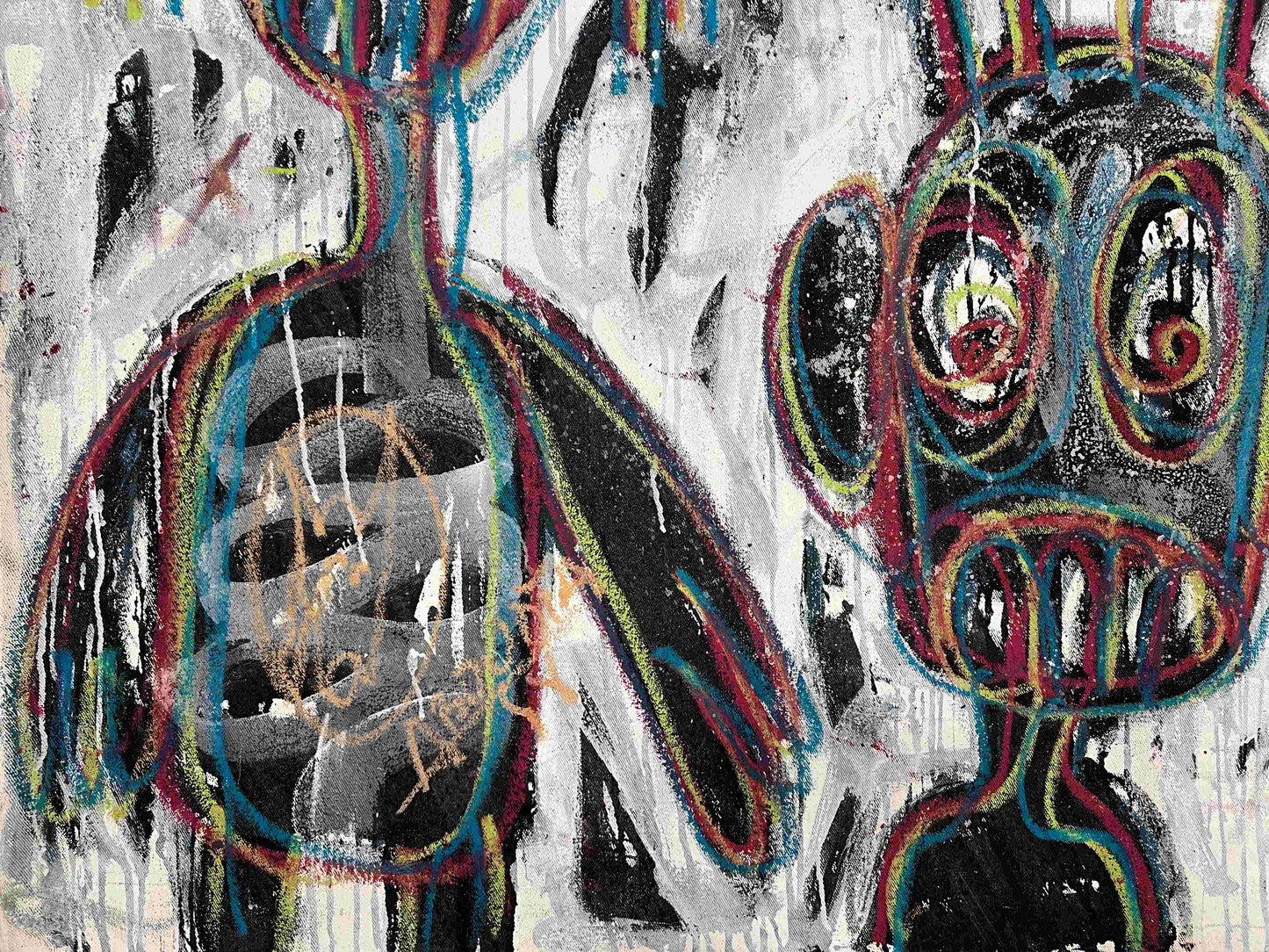 Aboudia | Spectacle Watchers, 2016 | Akrilas, aliejus, mišri technika, drobė, 110,5 x 128,5 