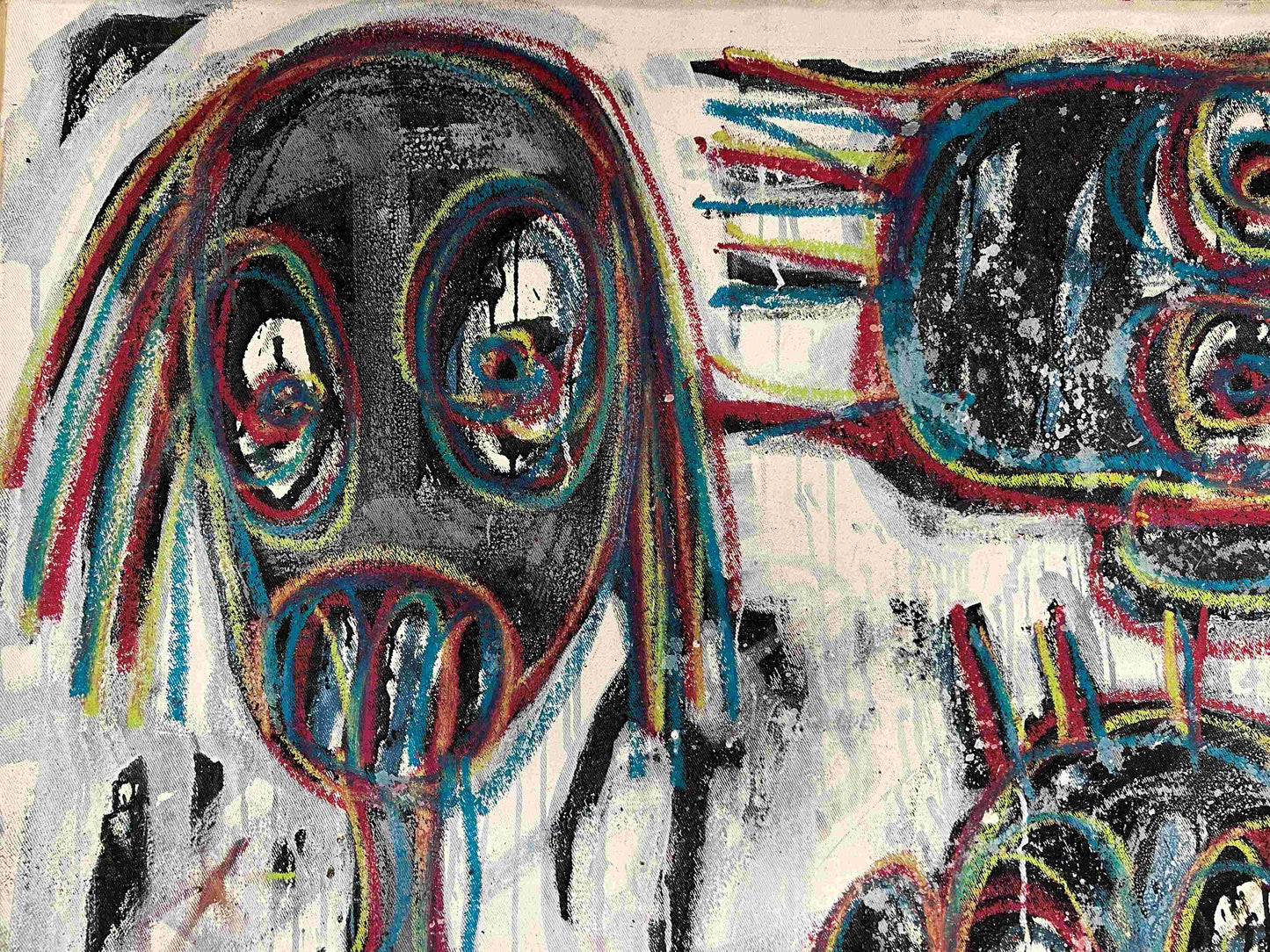 Aboudia | Spectacle Watchers, 2016 | Akrilas, aliejus, mišri technika, drobė, 110,5 x 128,5 