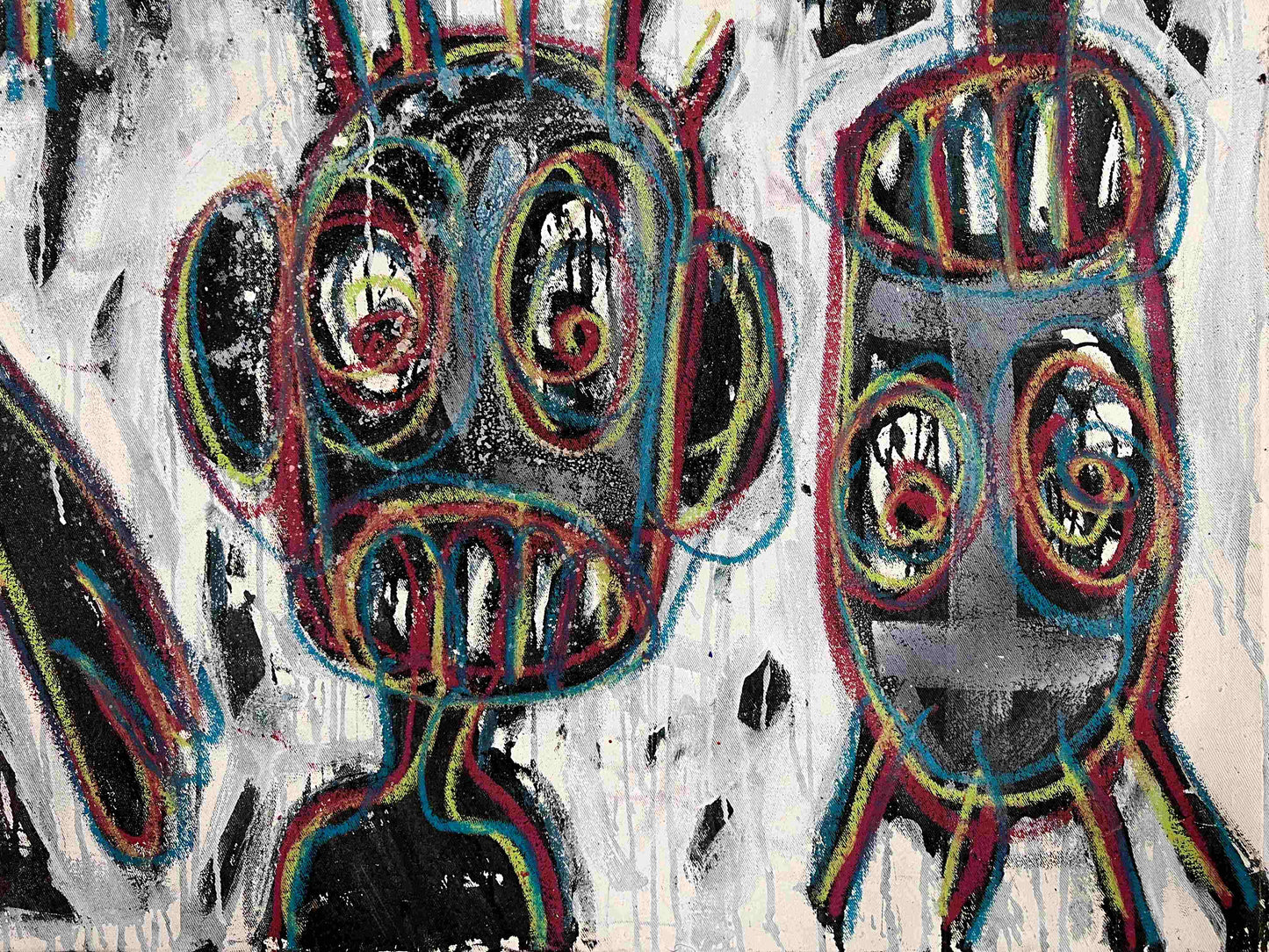 Aboudia | Spectacle Watchers, 2016 | Akrilas, aliejus, mišri technika, drobė, 110,5 x 128,5 