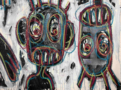 Aboudia | Spectacle Watchers, 2016 | Akrilas, aliejus, mišri technika, drobė, 110,5 x 128,5 