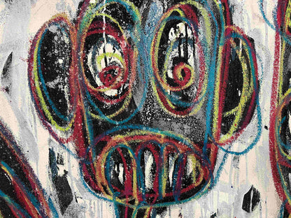 Aboudia | Spectacle Watchers, 2016 | Akrilas, aliejus, mišri technika, drobė, 110,5 x 128,5 