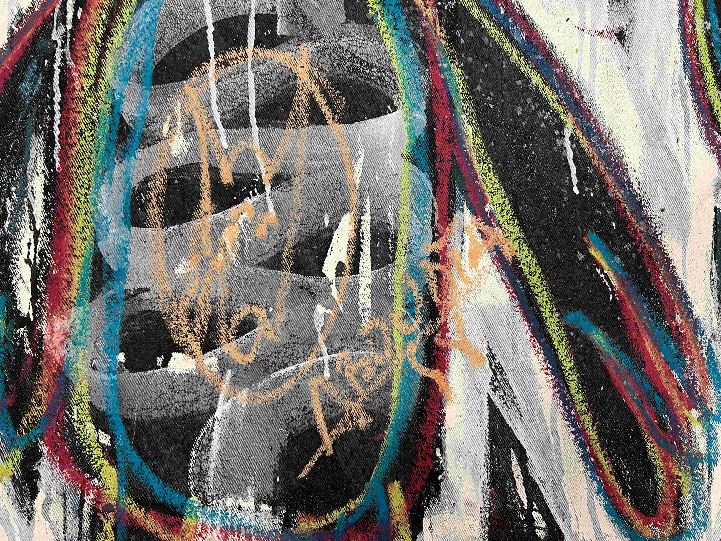 Aboudia | Spectacle Watchers, 2016 | Akrilas, aliejus, mišri technika, drobė, 110,5 x 128,5 