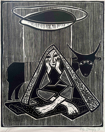 Alfonsas Dargis | Shepherd, 1950 | Woodcut,  49x40 (59x48)