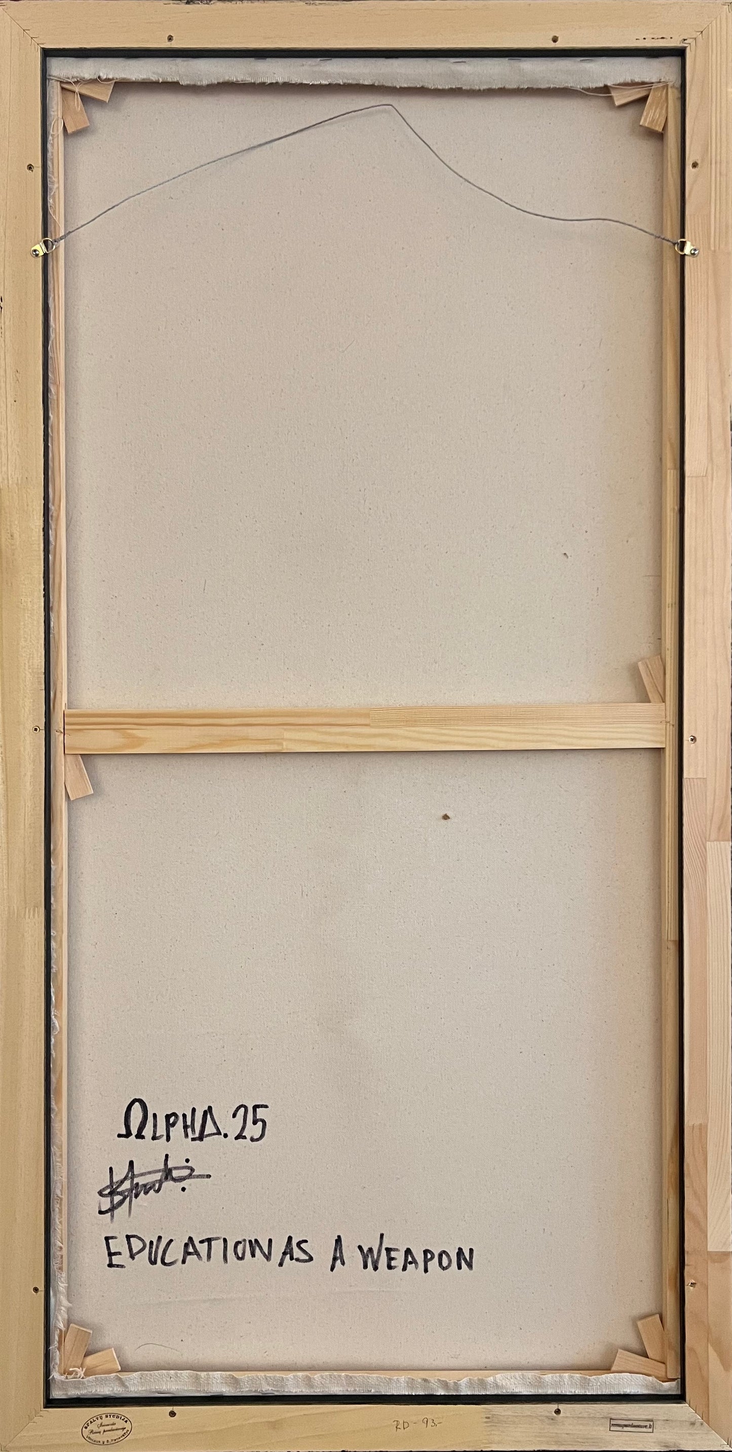 Alpha Odh | Education as a Weapon, 2025 | Acrylic on canvas, 118.5x59 (120x62)