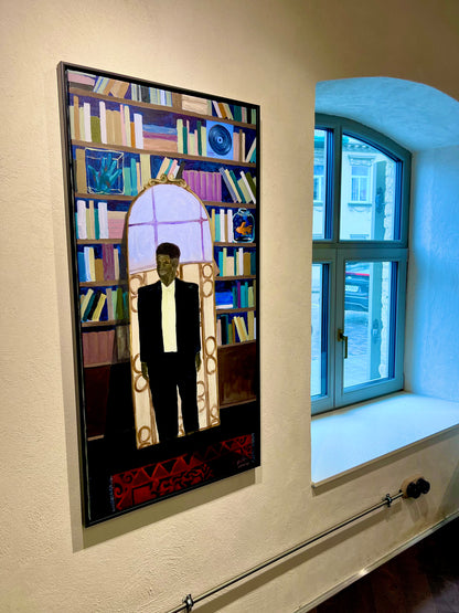 Alpha Odh | Education as a Weapon, 2025 | Acrylic on canvas, 118.5x59 (120x62)