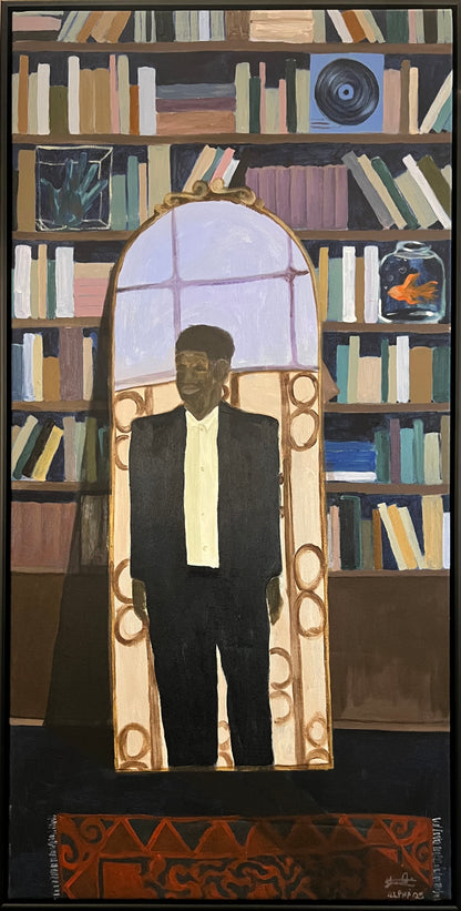 Alpha Odh | Education as a Weapon, 2025 | Acrylic on canvas, 118.5x59 (120x62)