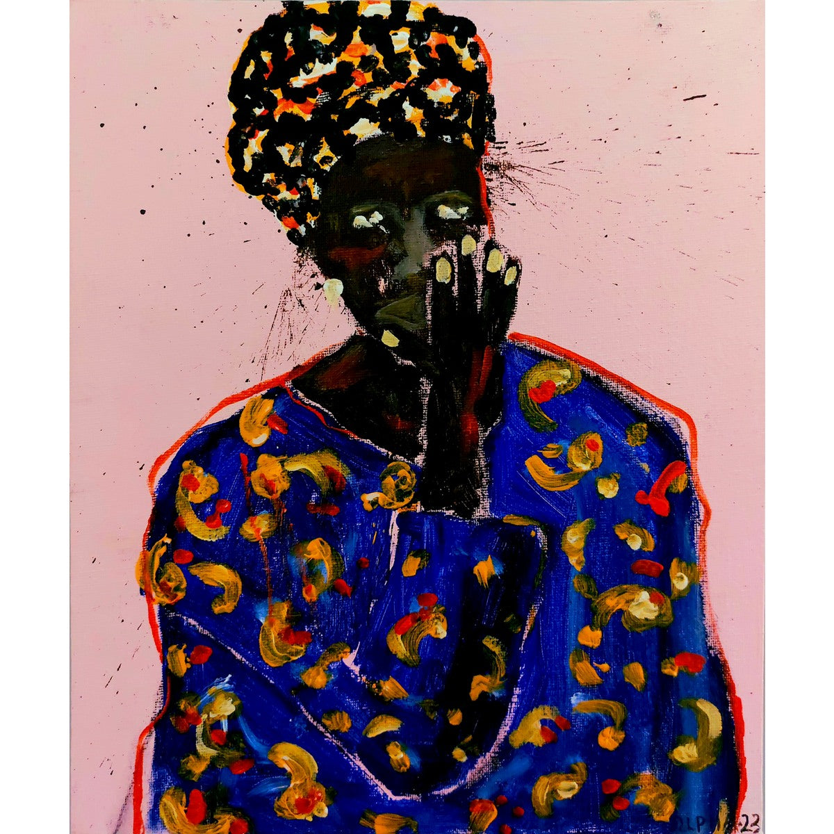 ALPHA ODH (Kenija) | Be pavadinimo (Iš ciklo „Figures of Speech”), 2023 | Drobė ant kartono, akrilas, 30,5x23 (35,5x30,5)