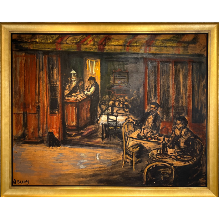 Arbit Blatas | Café in Ceret, France, 1930-39 | Mišri technika, kartonas, 122x155 (138x170)