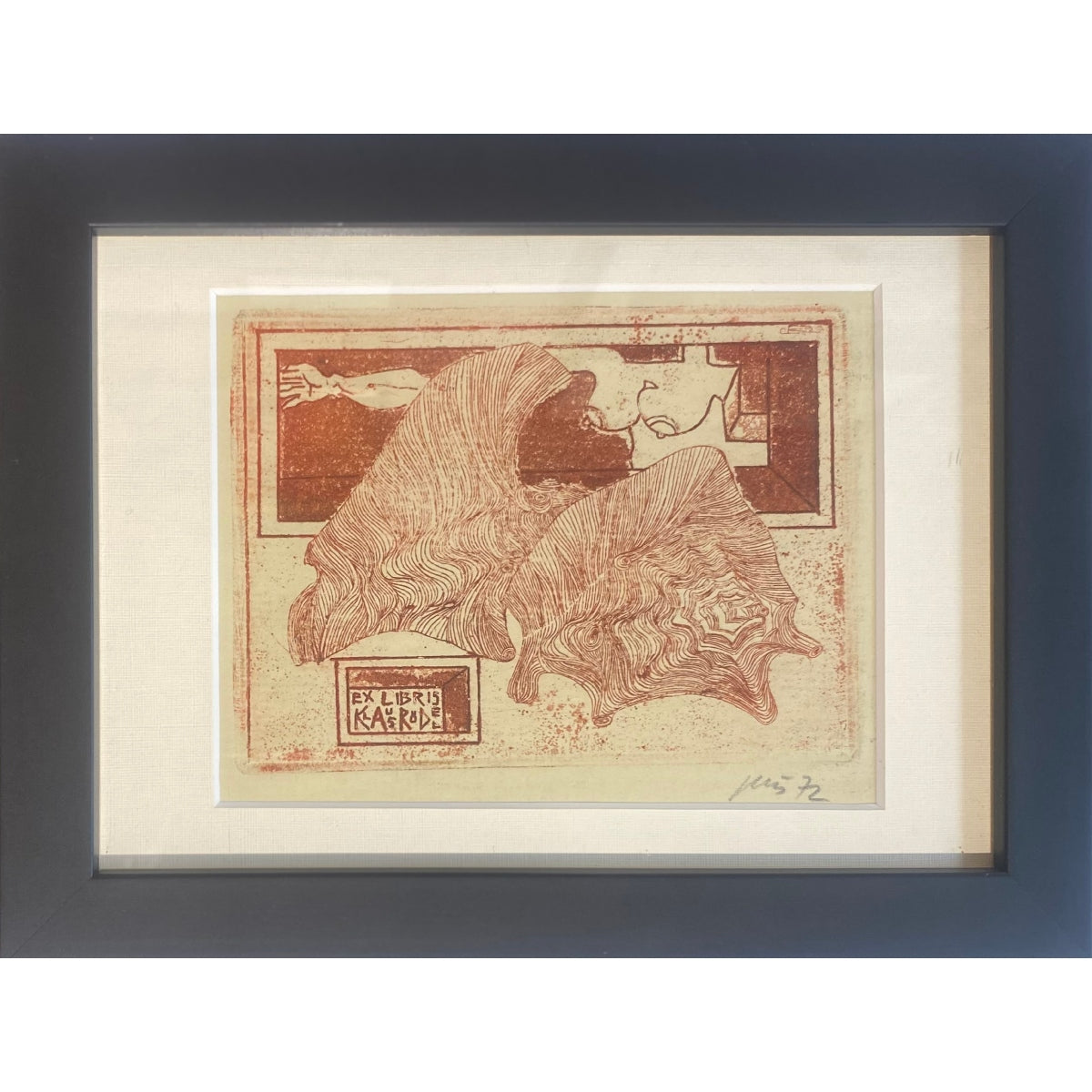 Vincas Kisarauskas | Ekslibrisas Klaus Rödel, 1972 | Ofortas, akvatinta, 10x13,2 (17.5x23)
