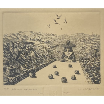 Marius Liugaila | Lots by Apples, 1993 | Etching, 11.8x15.6, (24.5x29.3)