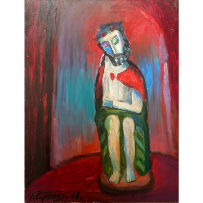 Jonas Čeponis | Pensive Christ, 1988 | Oil on canvas, 92x73 (105x86)