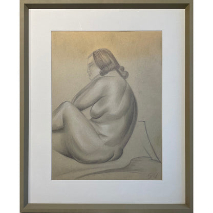 Stasys Ušinskas | Seated, 1930s | Pencil, charcoal, paper, 40x30 (55x45)