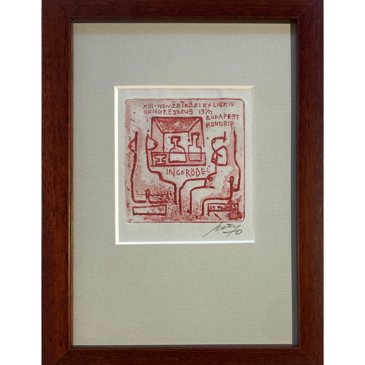 Vincas Kisarauskas | Ekslibrisas Inge Rödel, 1970 | Ofortas, 6,6x6,4 (20x15)