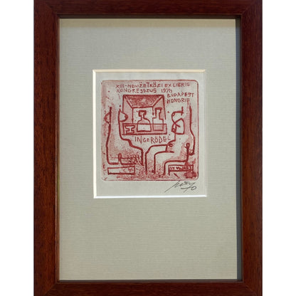 Vincas Kisarauskas | Ekslibrisas Inge Rödel, 1970 | Ofortas, 6,6x6,4 (20x15)
