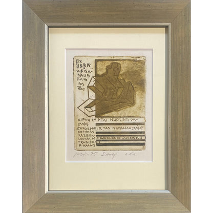 Vincas Kisarauskas | Ekslibris Vincas Kisarauskas, 1975 | Ofortas, popierius, 11,5x8 (24x19)
