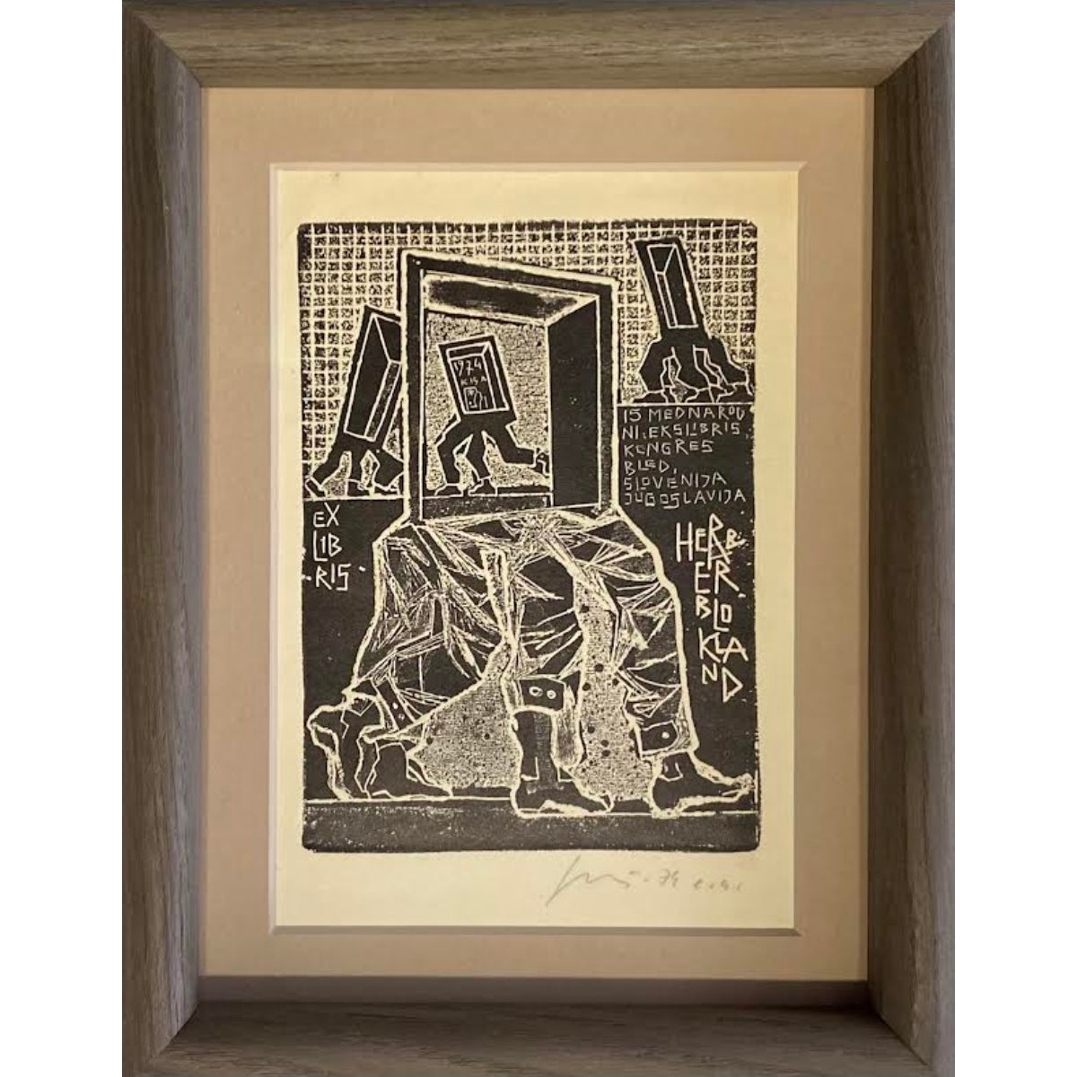 Vincas Kisarauskas | Ex Libris Herber Blokland, 1974 | Etching, 13,5x9,7 (22.3x17.3)