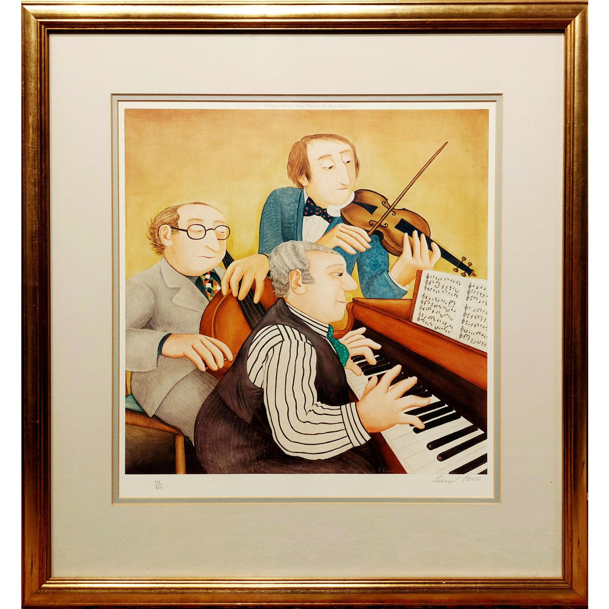 Beryl COOK, OBE (JK) | 3 Musicians / Trys muzikantai, 1995 | Litografija, 110/650, 42,5x42 (69,5x66,5)