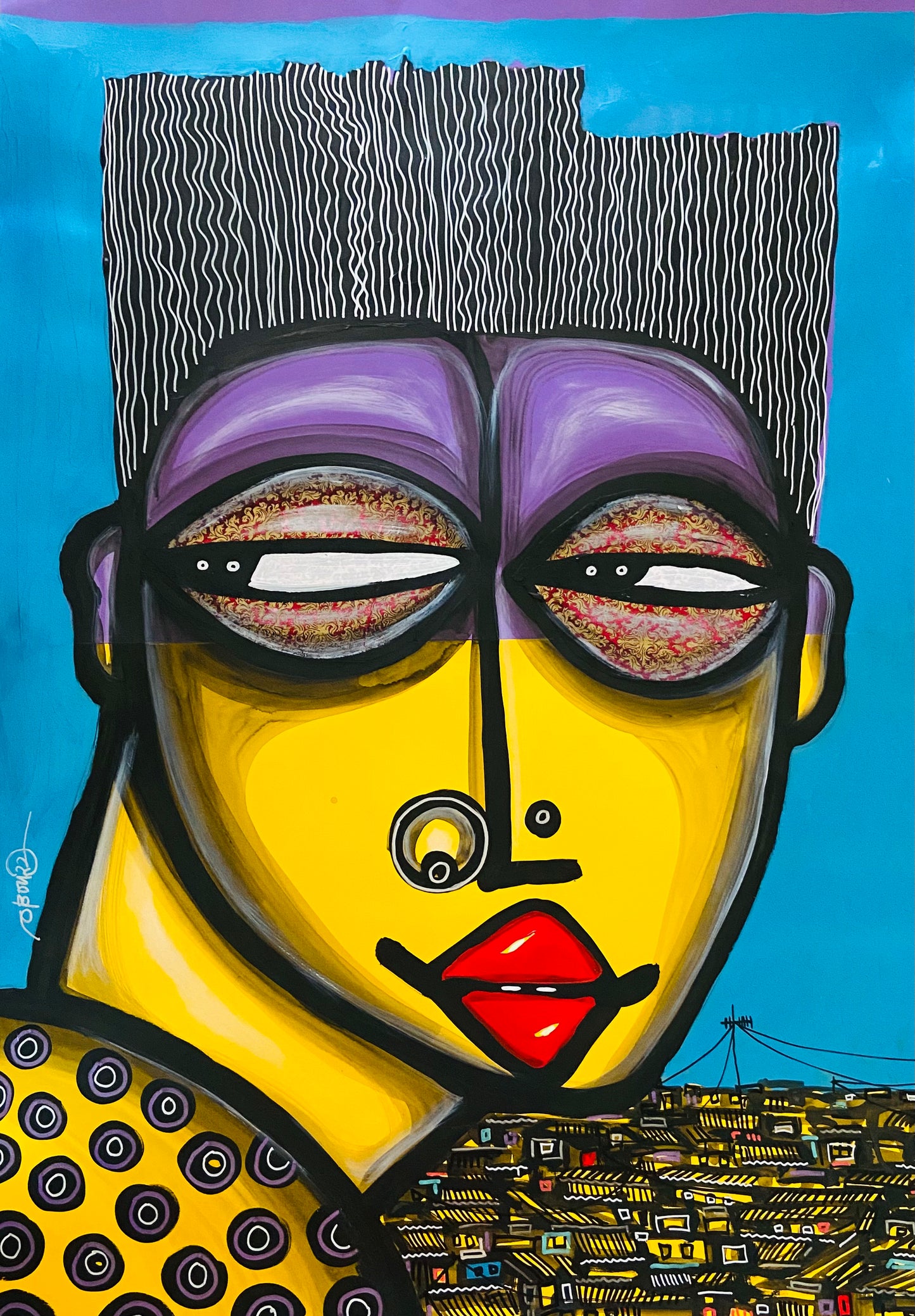 OBOU GBAIS (Ivory Coast) | Big Ovy I, 2022 | Acrylic on paper, 100x70  (102x72)