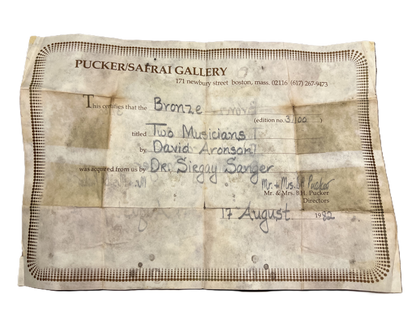 David Aronson | Two Musicians | Bronze, 3/100, 17x14.5x14.5