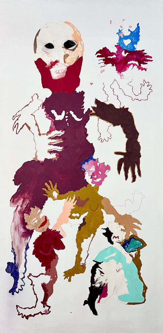 Cindy Phenix | New Kind of Lucidity, 2020 | Aliejus, akrilas, pastelė, spalvotas pieštukas ir popierius ant gipso kartono, 244.5x122 (246x124)