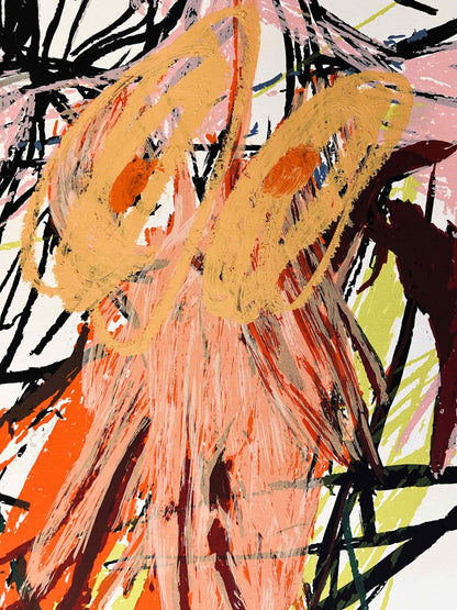 Cristina de Miguel | Two Figures in the Wind, 2022 | Spalvota šilkografija, aliejinė pastelė, popierius, 101,5x76