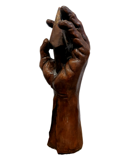 D. H. (Prancūzija) | Hand, Overturned Arrow | Bronze, brown patina, 40x40x12